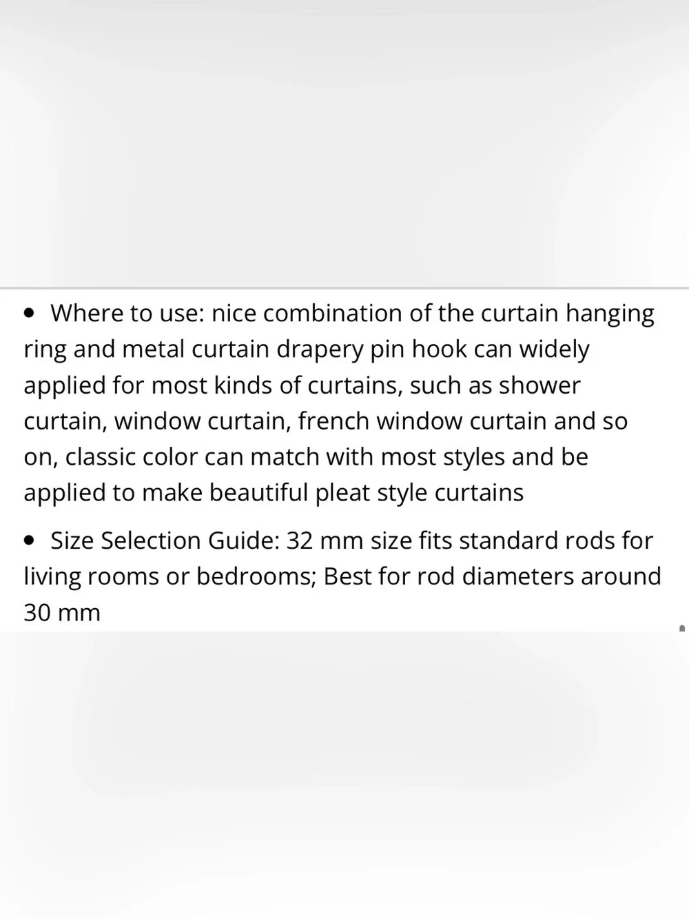 Curtain Rings 1.26” with Pin Hooks (Window Door Shower) - CHAMPAGNE GOLD (60pc)